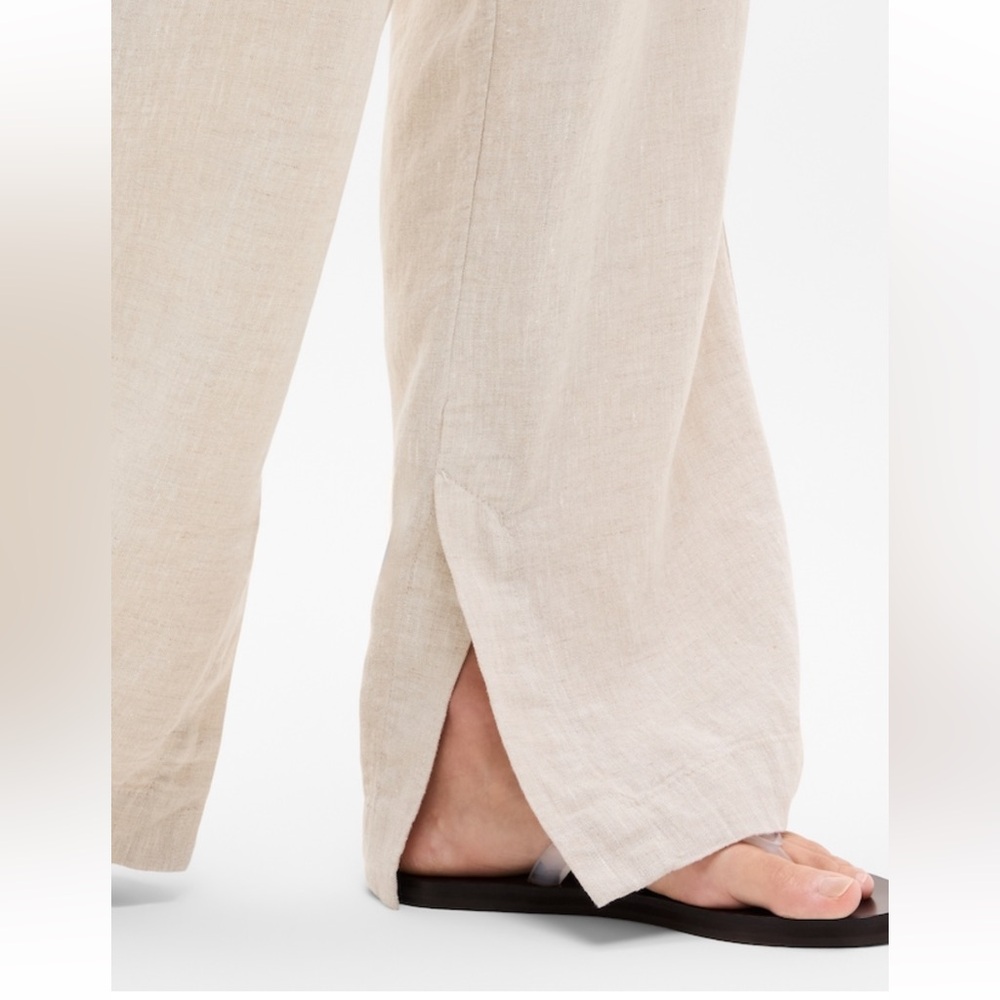 NWT Athleta Retreat 100% Linen Wide Leg Pant Size Large L in color ‘Undyed’ - Picture 6 of 8